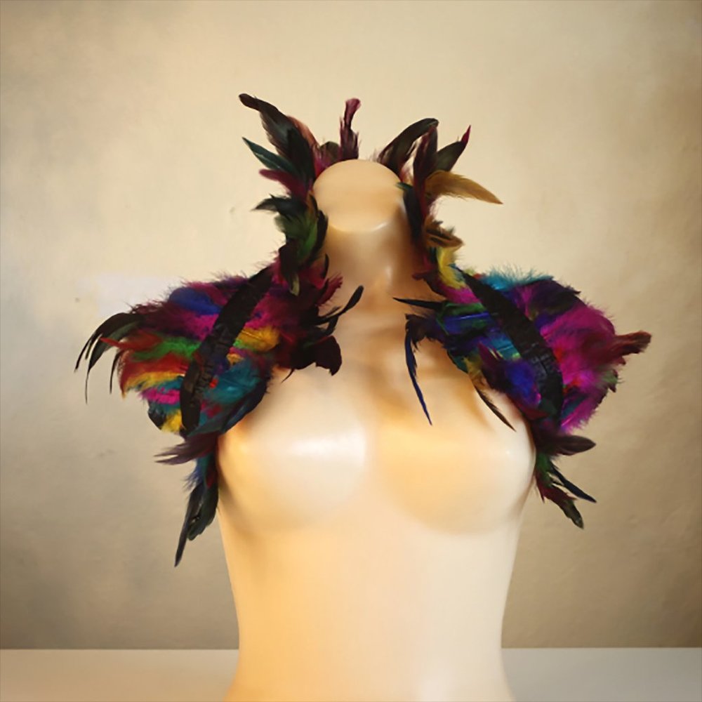 Rooster Feather Shoulder Wrap Shrug Colorful Rainbow Colors NEW Shawl